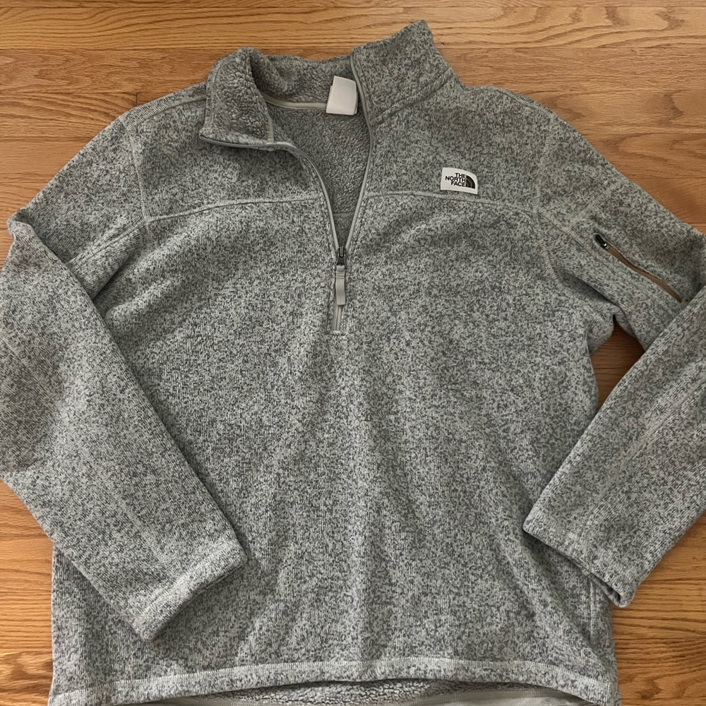 - THE NORTH FACE Grey Fleece Jumper Mens Half Zip Pullover 3/4 zip